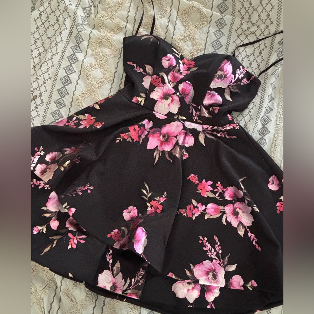 Floral Black and Pink Dress